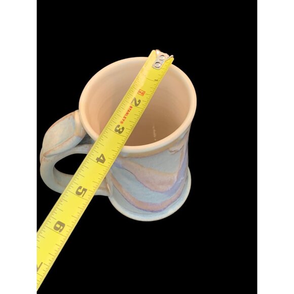 Vintage Handmade Stoneware Pottery Coffee Cup Mug Stein Opalescent Swirl Signed - Picture 8 of 8